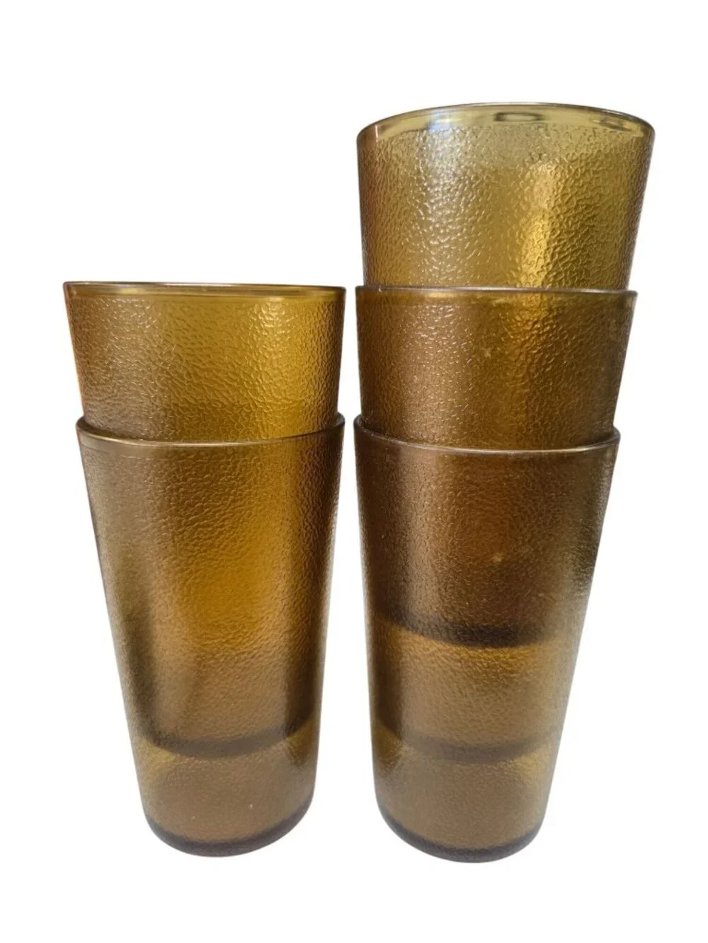 Vintage Amber Texan Ware Plastic Tumbler Juice Water Cup #312 Set of (5) Retro